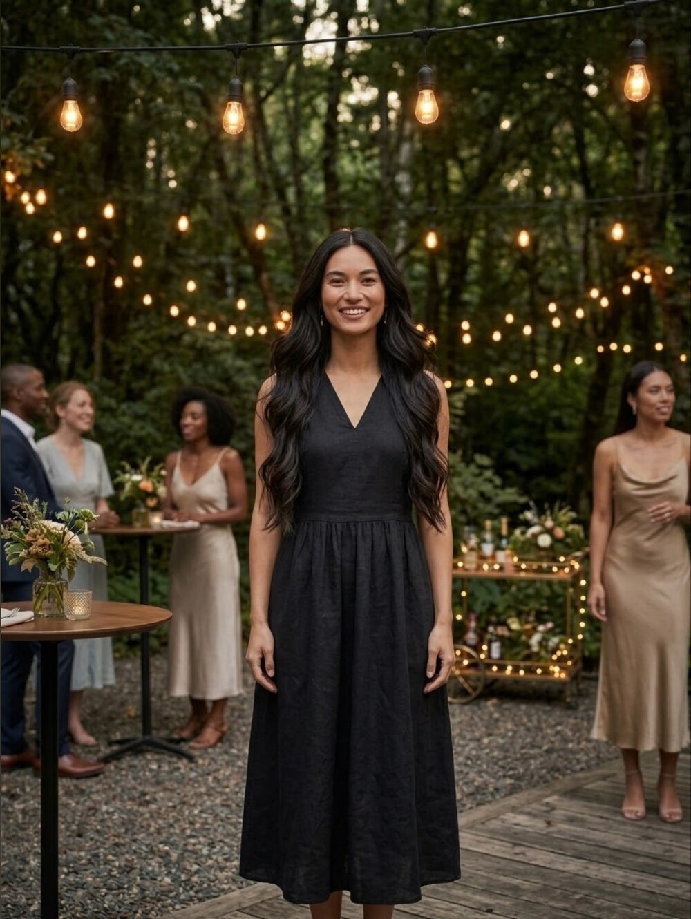 Everlane Black V-Neck Sleeveless Midi Dress